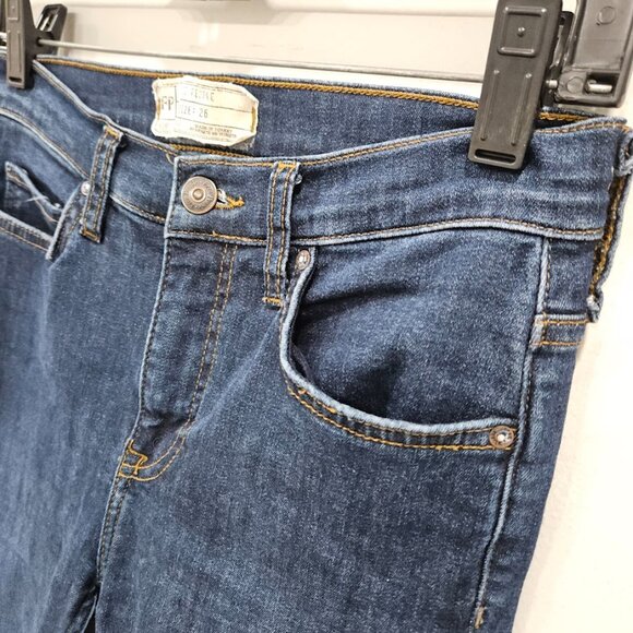 Free People Low Rise Distressed Ripped Skinny Blue Denim Busted Jeans Size 26 - Picture 5 of 12